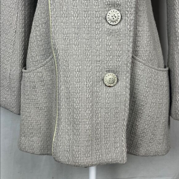Vintage Mackage Wool Gray Button Up Coat with Bell Sleeves - Picture 6 of 15